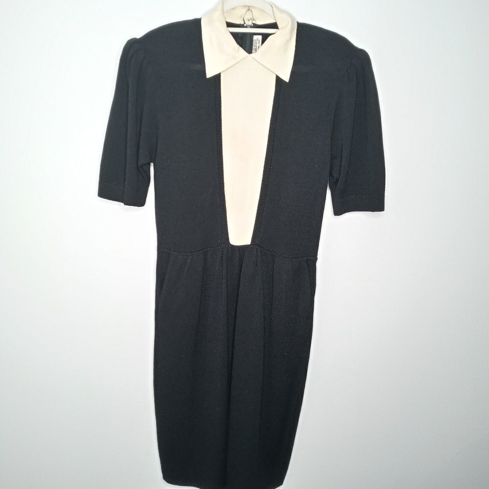 St. John Black and Cream Dress